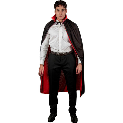 REV Capa Vampiro Bicolor de Poliéster – Capa Clásica Negra con Forro Rojo para Disfraz Gótico – Accesorio de Halloween, Carnaval, Cosplay o Fiesta Temática
