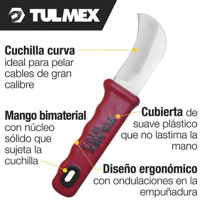 TULMEX 1570-3T | Cuchilla Curva | 7" | Para Pelar Cable