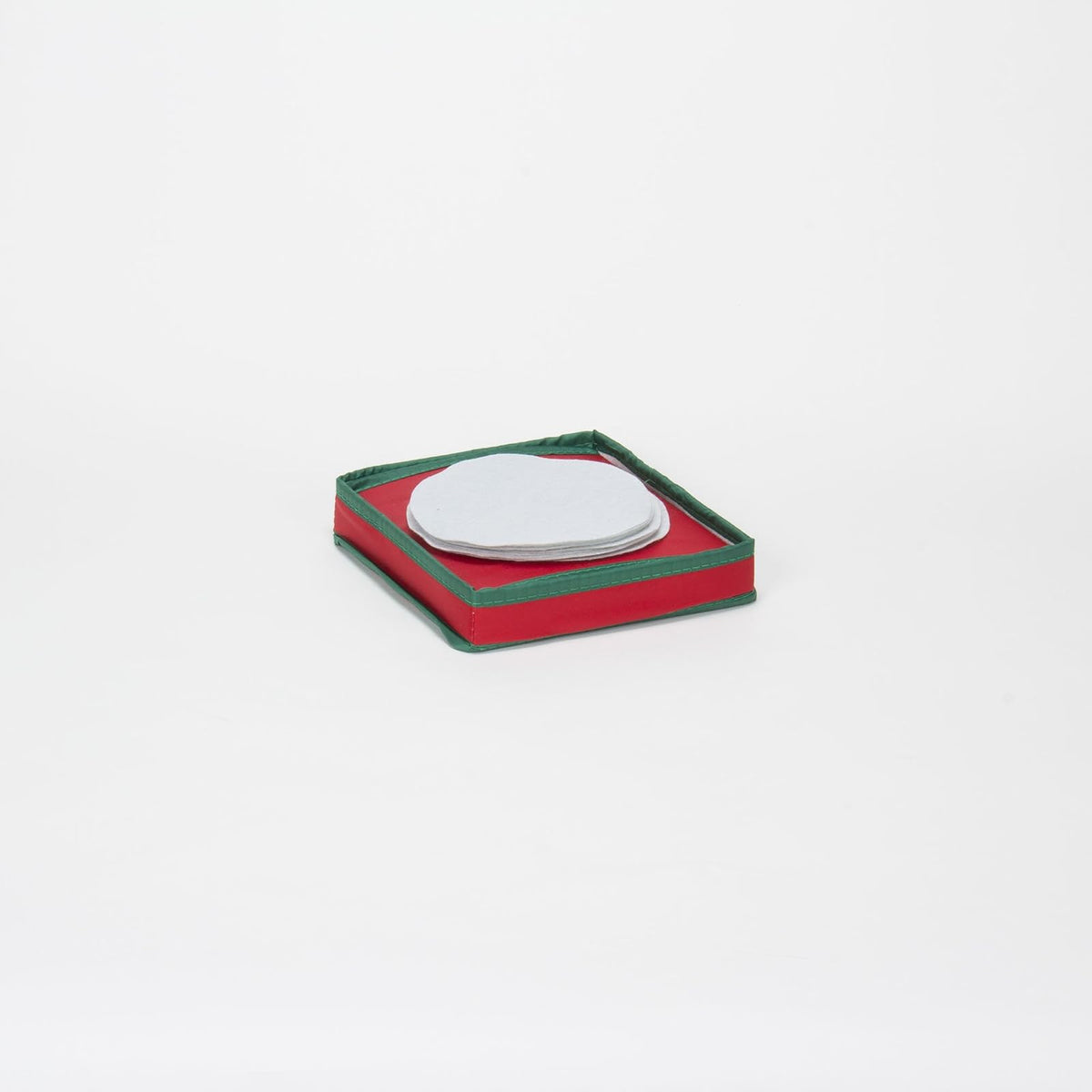Household Essentials Holiday Dinnerware Storage Chest for Saucers, Red with Green Trim