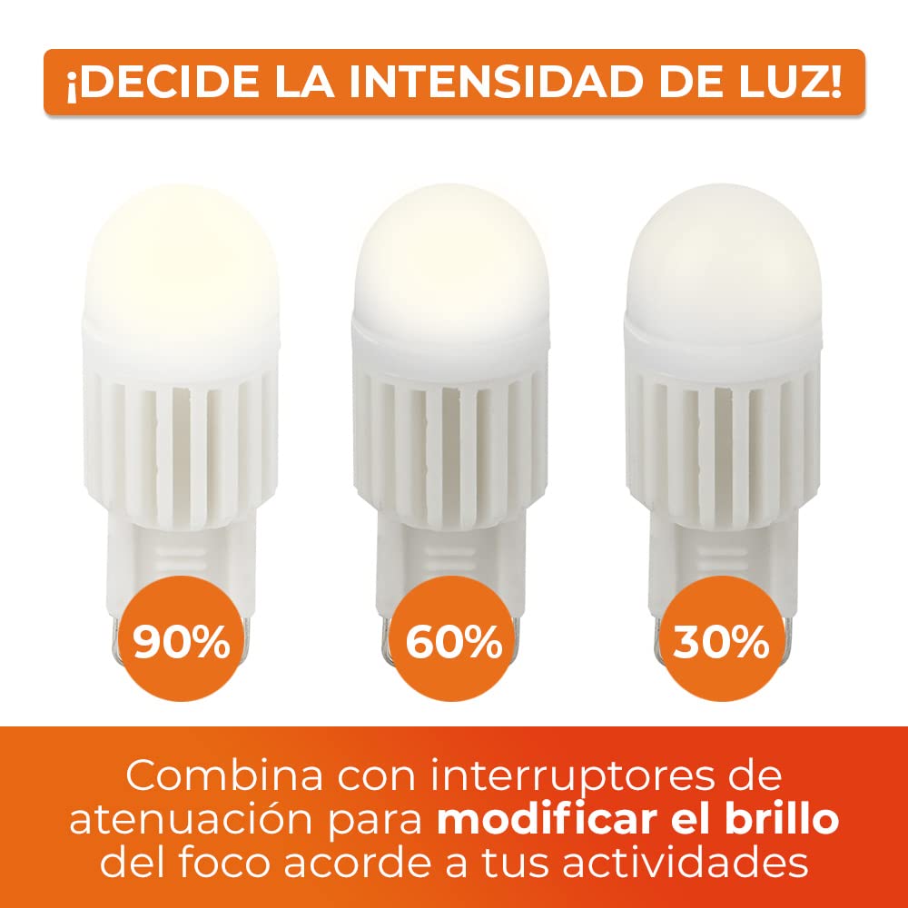 Tecnolite - Foco JCD LED Ampolleta 3 W, Luz Suave Cálida, Base G9, Atenuable