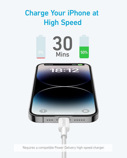 Anker - Cable USB-C a Lightning, 0.9 metros, para dispositivos Apple, cable USB-C 322 a Lightning, blanco (0.9 M, blanco)