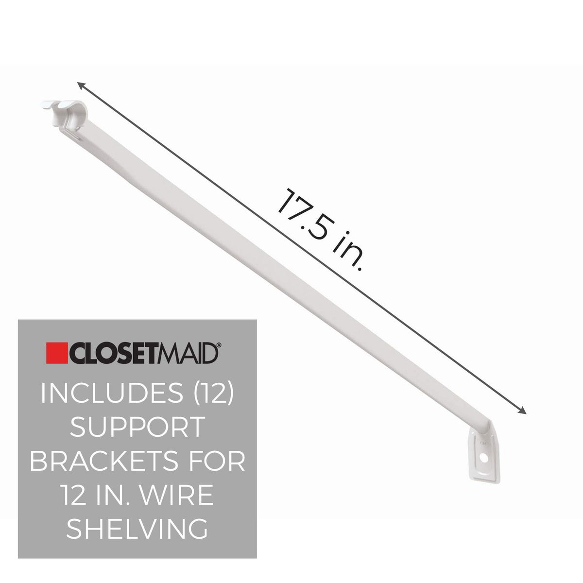ClosetMaid 21775 12-Inch Support Brackets for Wire Shelving, 12-pack