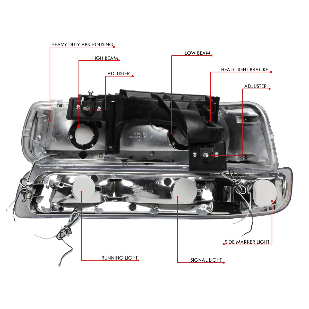 DNA Motoring Par de Faros Delanteros LED DRL de Repuesto para Chevrolet Silverado 1999-2002, Cromado/Transparente, HL-LB-CSIL99-CH-CL1