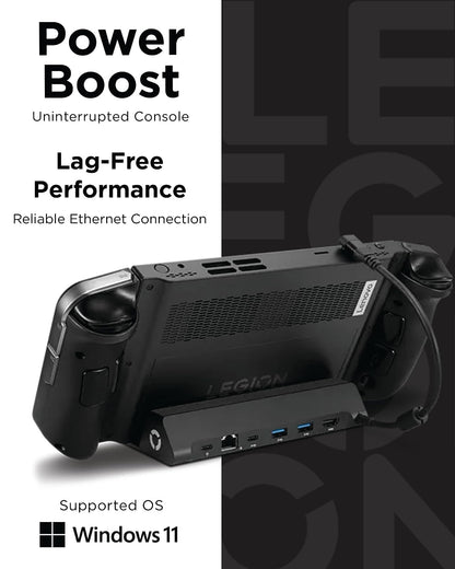 Legion Go USB-C Hub Dock para Legion Go - Base 6 en 1, expansión de Puerto, Carga, Video, Soporte Ethernet