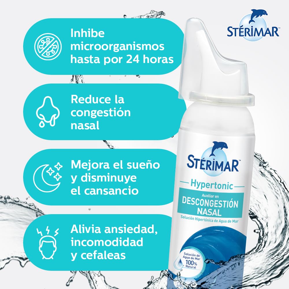 Stérimar Solución Nasal Hypertonic 100 ml. | Recomendado para Congestión Nasal Severa. Uso de 10 a 15 Días. Tu Aliado Contra el Resfriado.100% Natural.