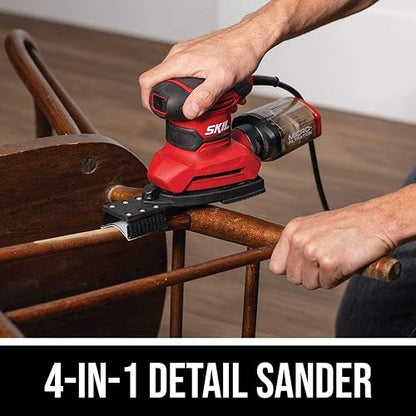 SKIL SR232301 - Lijadora de detalles multifunción con microfiltro, 3 accesorios adicionales y 12 hojas de lijado