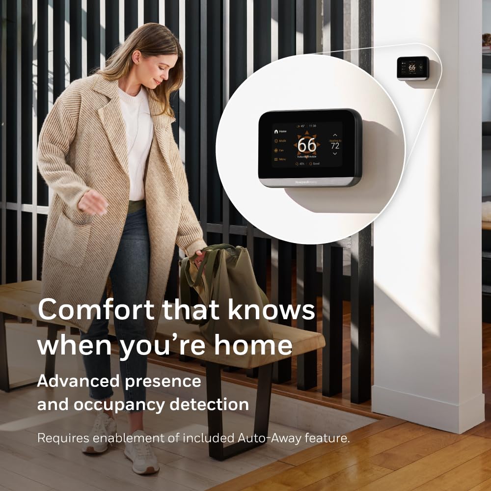 Honeywell Home X7S - Termostato Inteligente con detección Avanzada de ocupación, monitoreo de Humedad y Pantalla táctil Personalizable, Color Negro
