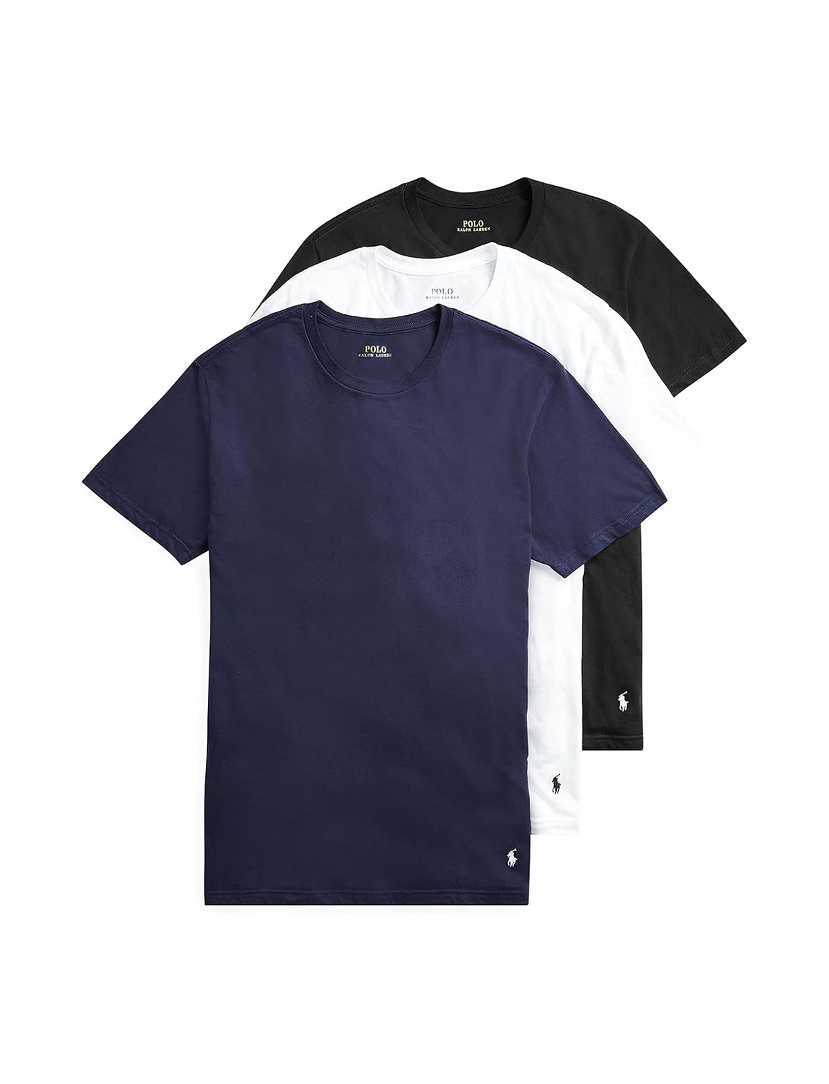 Polo Polo Ralph Lauren Slim Fit Absorbente Crew - Paquete de 3 Camisetas Camiseta para Hombre - Cruise Navy - White, White - Cruise Navy, Polo Black - White - XS