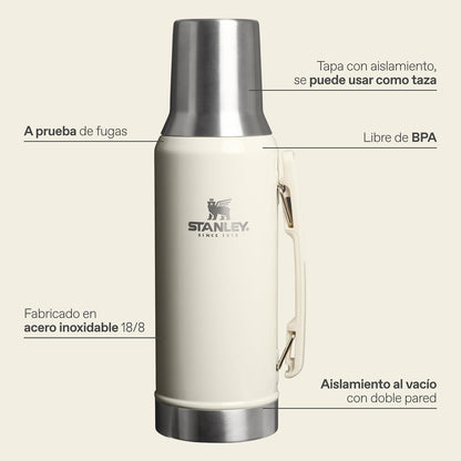 Stanley Classic Mate Termo 1.2 L | Acero Inoxidable Rosa, tapa multiusos, asas plegables, capacidad 1.2 Lt, garantía de por vida