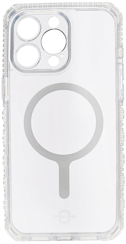 ItSkins Supreme R Clear Funda con MagSafe Compatible con iPhone 15 Pro MAX, Protección Caídas 4.5m, Bordes Elevados, Defensa Antimicrobiana - Transparente