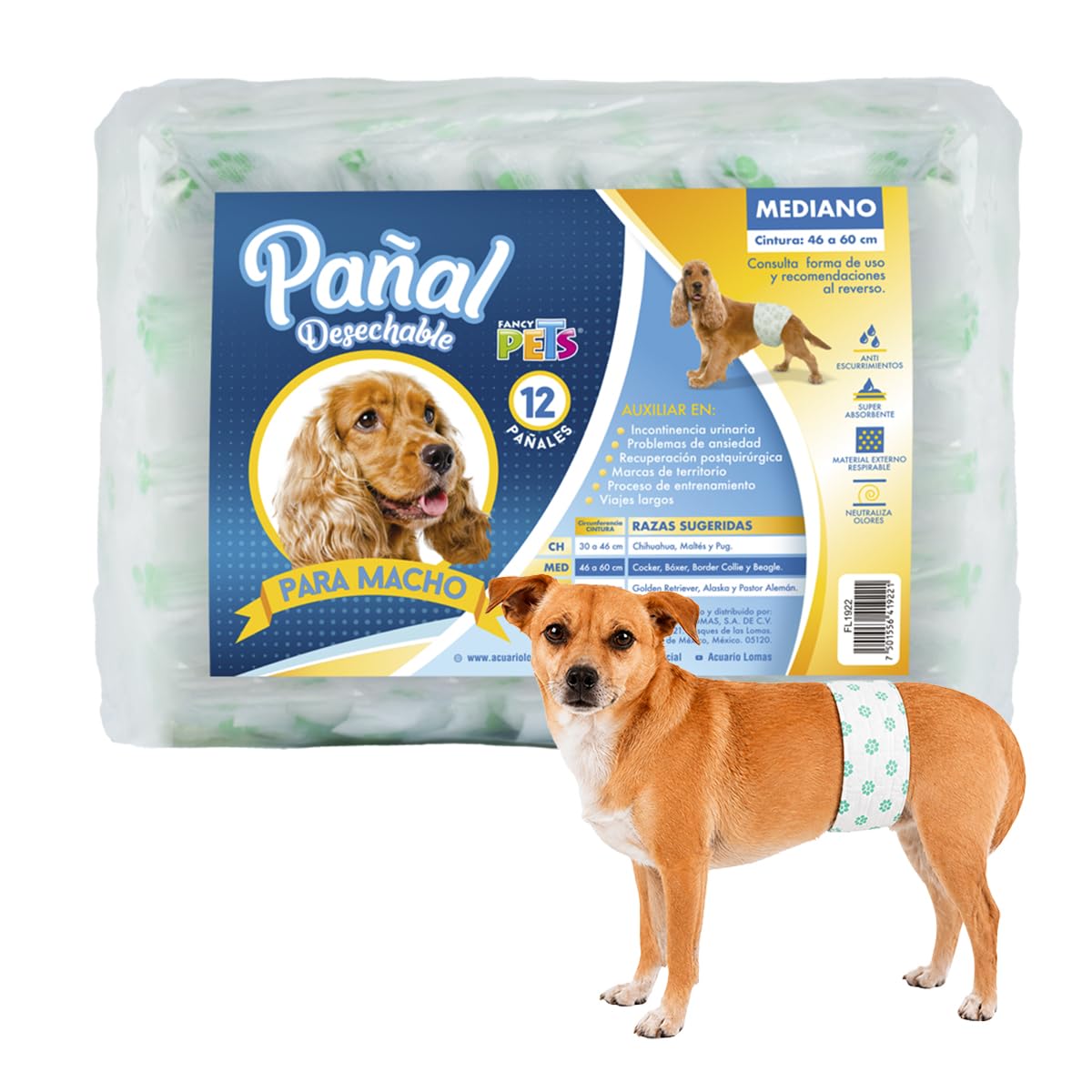 Pañal desechable Fancy Pets para perro macho - MED