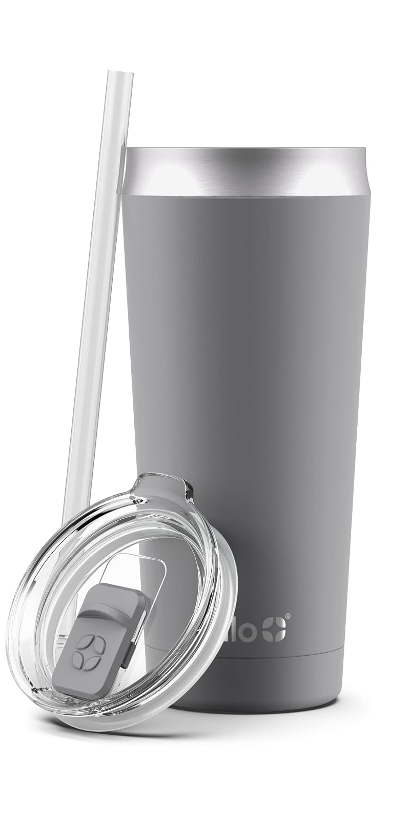 Ello Beacon Vaso de acero inoxidable aislado al aspiradora con tapa deslizante y popote opcional
