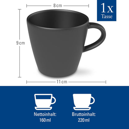 Villeroy & Boch Manufacture Rock Coffee, elegante taza de porcelana de primera calidad en un refrescante Shaofof negro, apto para lavaplatos