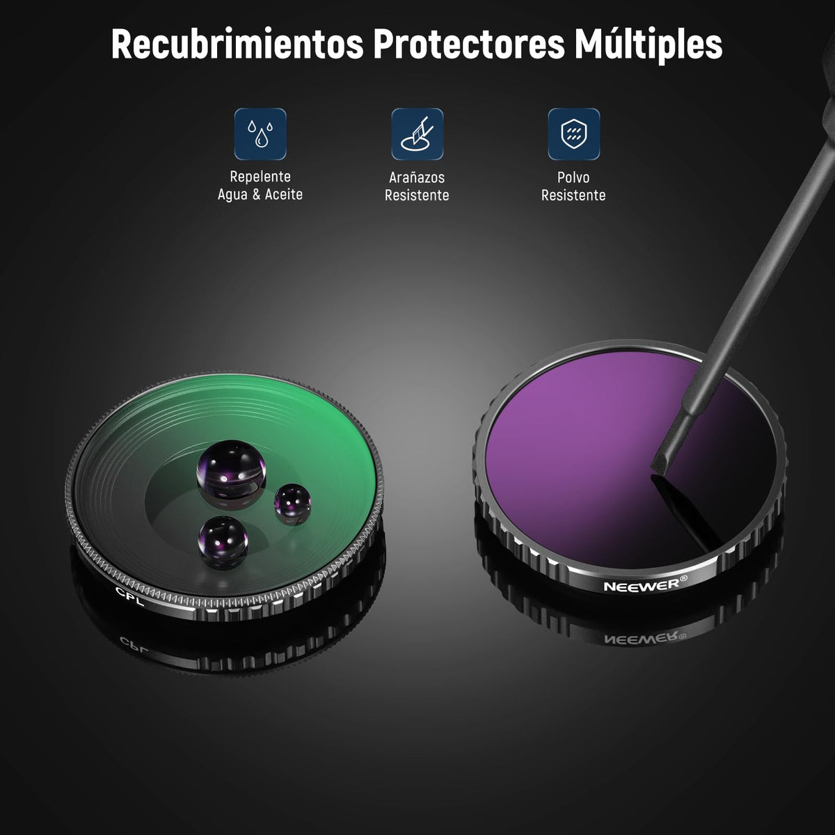 Neewer - Juego de filtros ND Compatible con dji Osmo Action5 Pro/Action4, Paquete de 6 ND8 ND16 ND32 ND64 ND1000 CPL+Kit de Filtro de Densidad Neutra, Accesorios de cámara de acción, Vidrio óptico HD