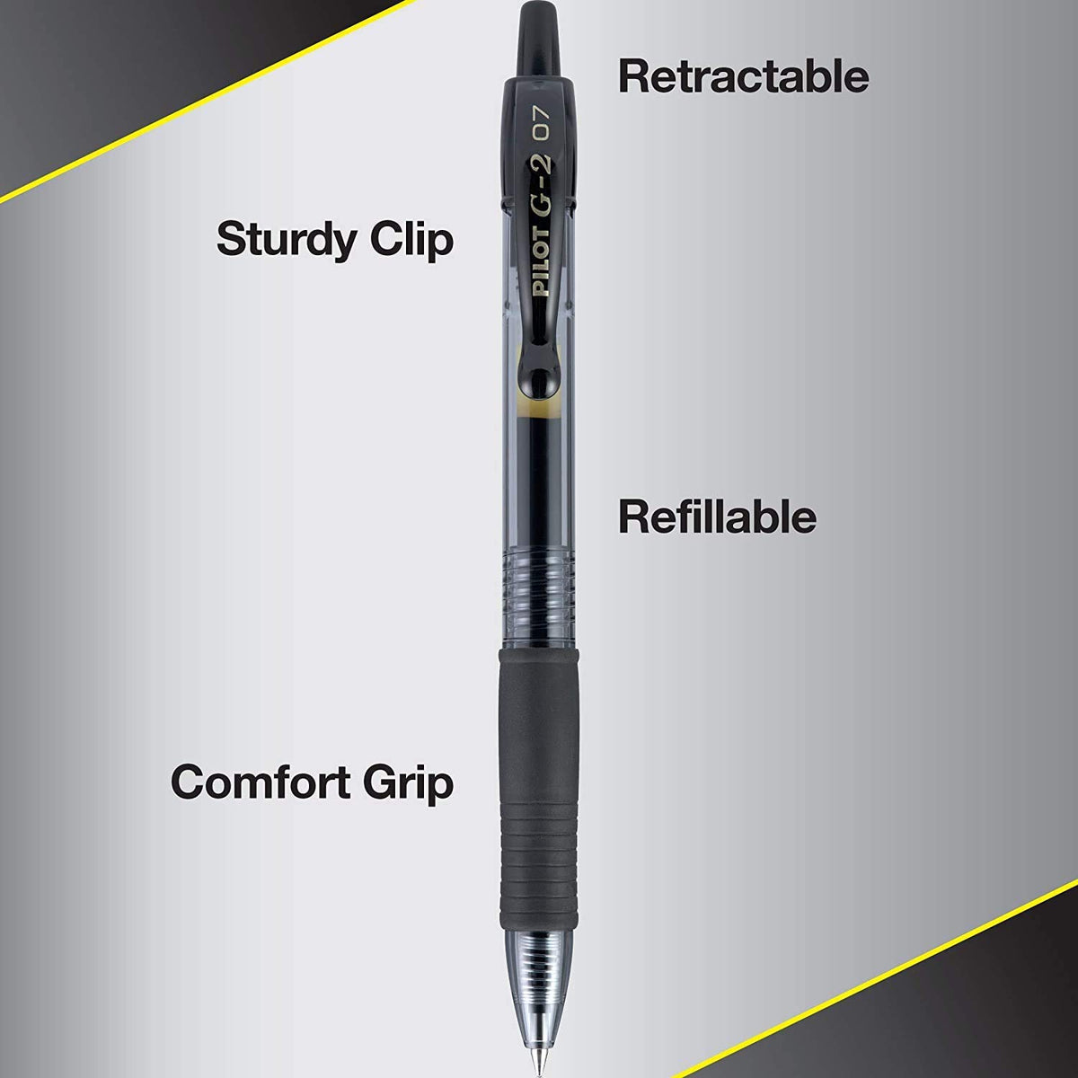 Pilot G2 - Bolígrafos de gel de alta calidad, 0.7, punta fina, suave, color negro, paquete de 8