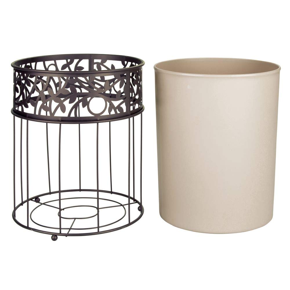 InterDesign Vine Waste Can, Vanilla/Bronze