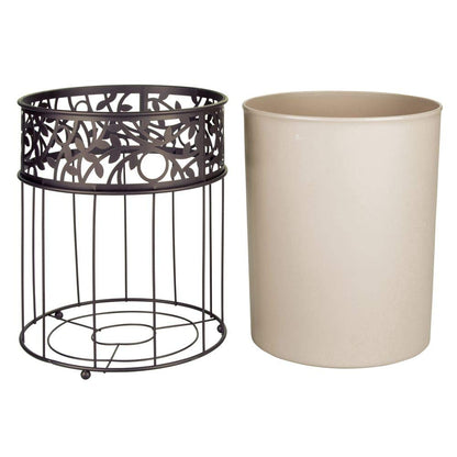 InterDesign Vine Waste Can, Vanilla/Bronze
