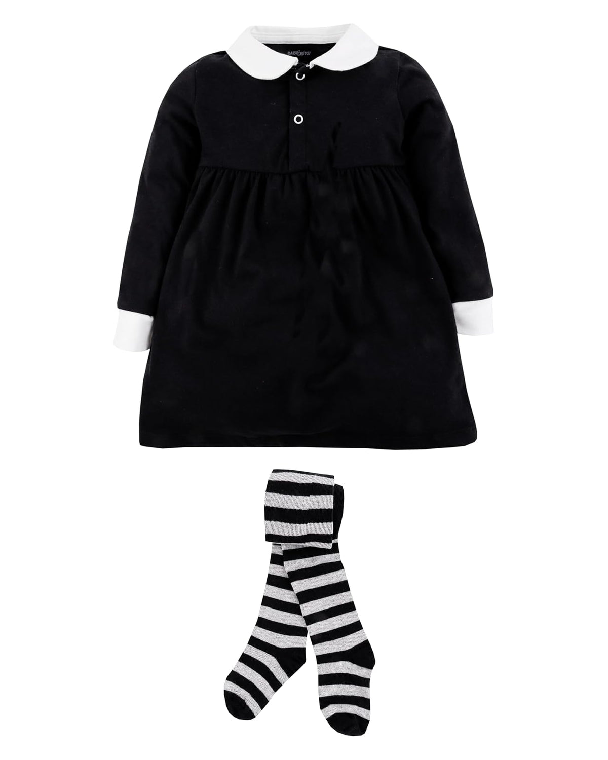 Baby Creysi Set de Disfraz de Merlina de 2 Piezas para Niña Vestido de Manga Larga con Mallas de 100% Algodón Suave One For You