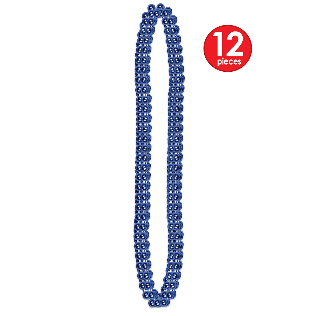 Beistle 50570-B One Dozen 33-inch Long Beaded Necklaces, Party Accessory, 7mm Beads, Blue