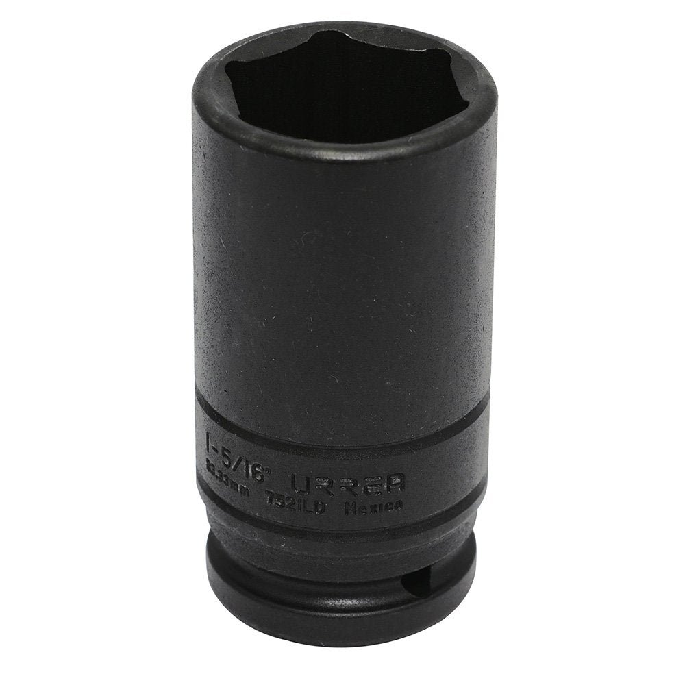 Urrea 7521LD Dado de impacto largo pared delgada cuadro de 3/4", 6 puntas, en pulgadas, 1-5/16"