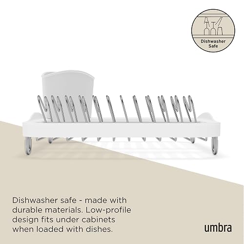 Umbra Sinkin Escurridor de Platos | Apto para fregaderos estándar y bajo encimera, patas de goma antideslizantes, hilo pintado, polipropileno resistente