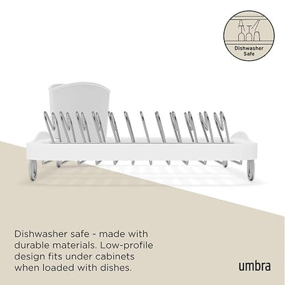 Umbra Sinkin Escurridor de Platos | Apto para fregaderos estándar y bajo encimera, patas de goma antideslizantes, hilo pintado, polipropileno resistente