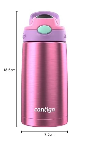 Contigo Botella de Agua para Niños Acero Inoxidable 285 ML Azalea con Popote Aubrey Antiderrames Duradero y Resistente