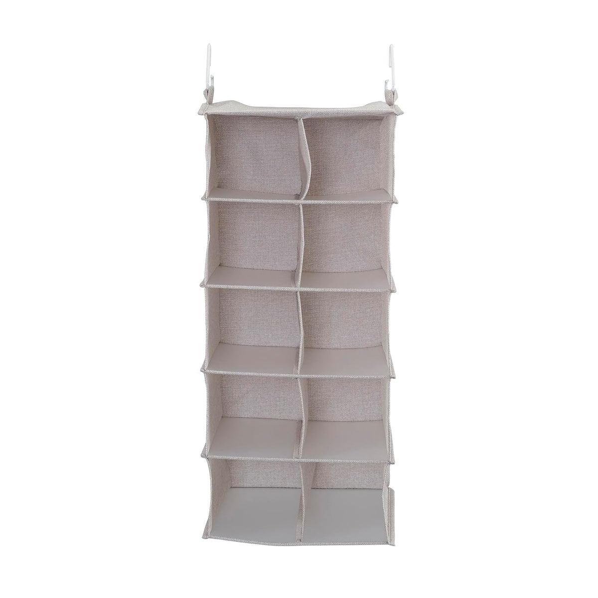 Household Essentials - Zapatos colgantes de 10 bolsillos para almacenamiento en lona mezclada lateral, 2 ganchos para un excelente apoyo, el organizador perfecto para ahorrar espacio, gris claro