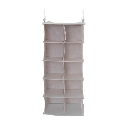 Household Essentials - Zapatos colgantes de 10 bolsillos para almacenamiento en lona mezclada lateral, 2 ganchos para un excelente apoyo, el organizador perfecto para ahorrar espacio, gris claro