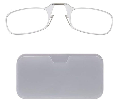 ThinOptics Lentes de Lectura +1.50 con Estuche Adherible para Celular, Negro - Clear Frame, White Case - 44 mm