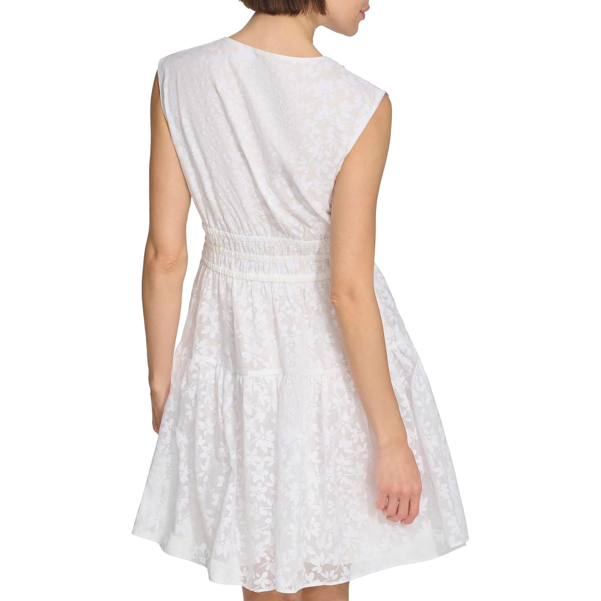 Tommy Hilfiger Sleeveless V-Neck Petal Burnout Fit & Flare Mini Dress Vestido Mujer
