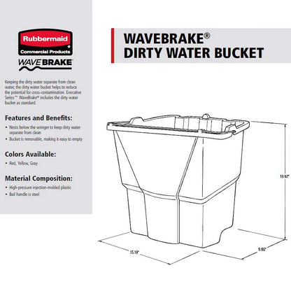Rubbermaid Commercial Dirty Water Bucket for WaveBrake Mop Buckets, 18-Quart, Red, FG9C7400RED
