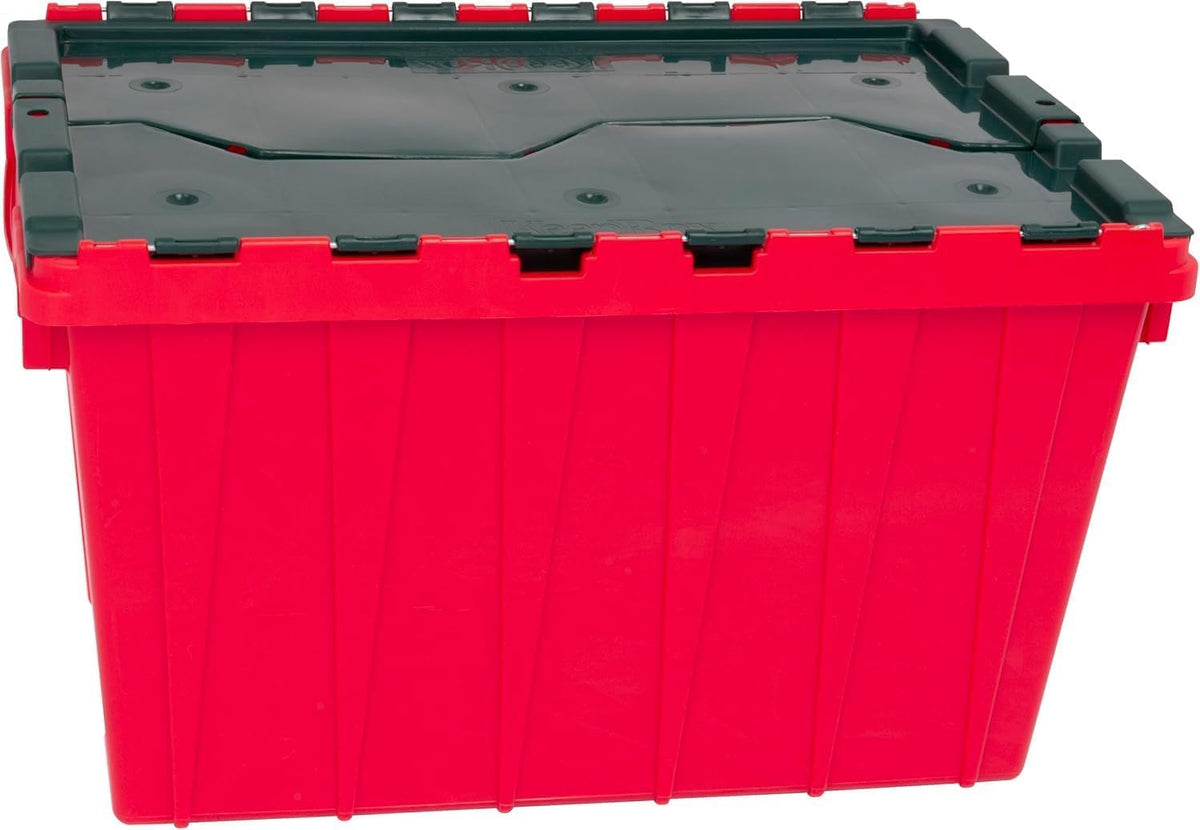 Akro-Mils KeepBox - Contenedor de almacenamiento de 12 galones, caja de almacenamiento de plástico apilable y anidable con tapa adjunta, bolsa transparente para garajes, armarios y mudanzas, 21-1/2 x