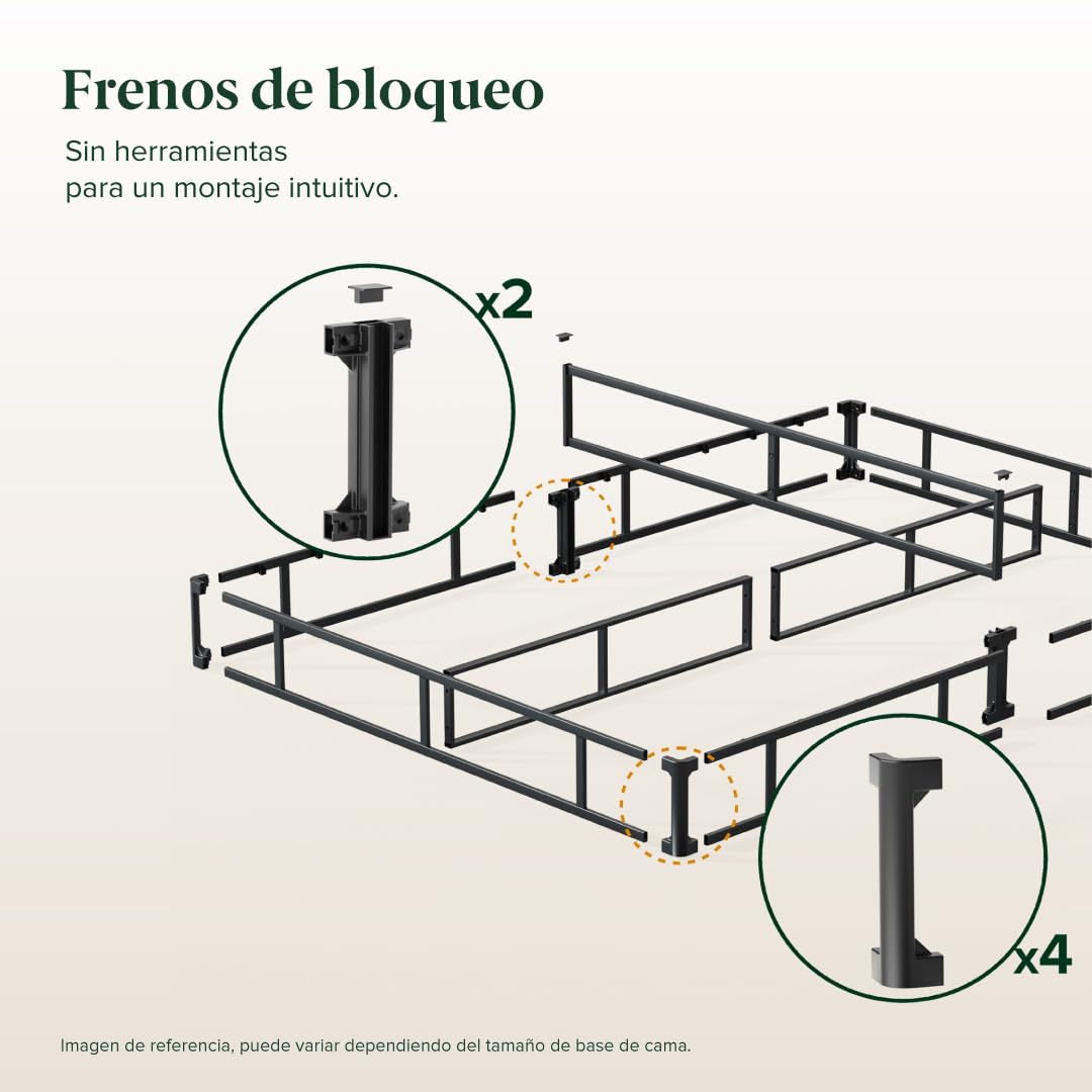 Zinus Armita | Base de Cama Matrimonial con Funda Minimalista | Acero Resistente | Garantía de 5 años