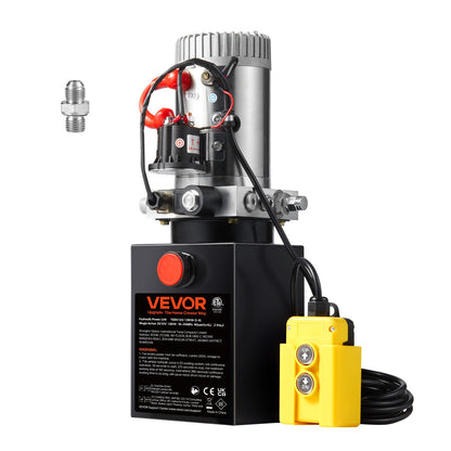 VEVOR Bomba Hidráulica DC 12 V 4 L Unidad Hidráulica de Acción Única Flujo de Aceite 3,44 L/min Presión Máxima de Descarga 22 MPa para Volquete, Plataforma Elevadora, Remolque, Elevación y Descarga