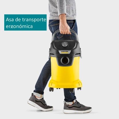 Kärcher Aspiradora depósito de plástico de 17 l, Cable de 4 m, Filtro de Cartucho de una Pieza KWD-3