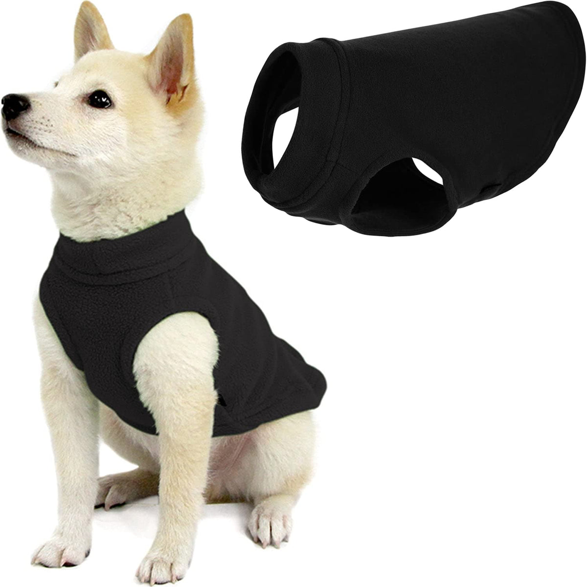 Gooby Chaleco de Forro Polar Elástico para Perro, Clima Frío - Negro - Small Longitud: (8.5")