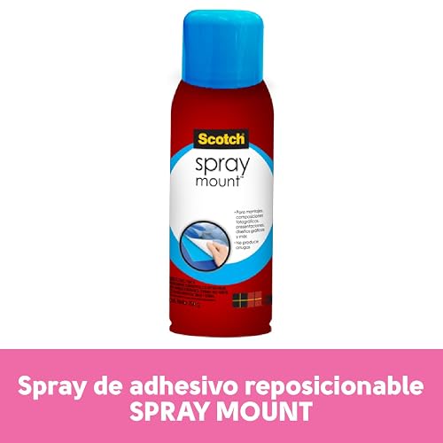 SCOTCH 3M Adhesivo en Aerosol Reposicionable con Fijación Temporal 1 pieza | Ideal para materiales impresos y fotografías, Adhesión reposicionable, No daña la superficie, Color Transparente