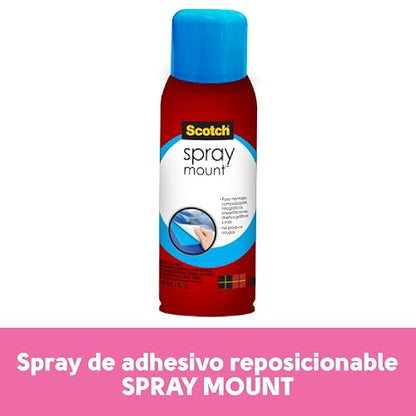 SCOTCH 3M Adhesivo en Aerosol Reposicionable con Fijación Temporal 1 pieza | Ideal para materiales impresos y fotografías, Adhesión reposicionable, No daña la superficie, Color Transparente