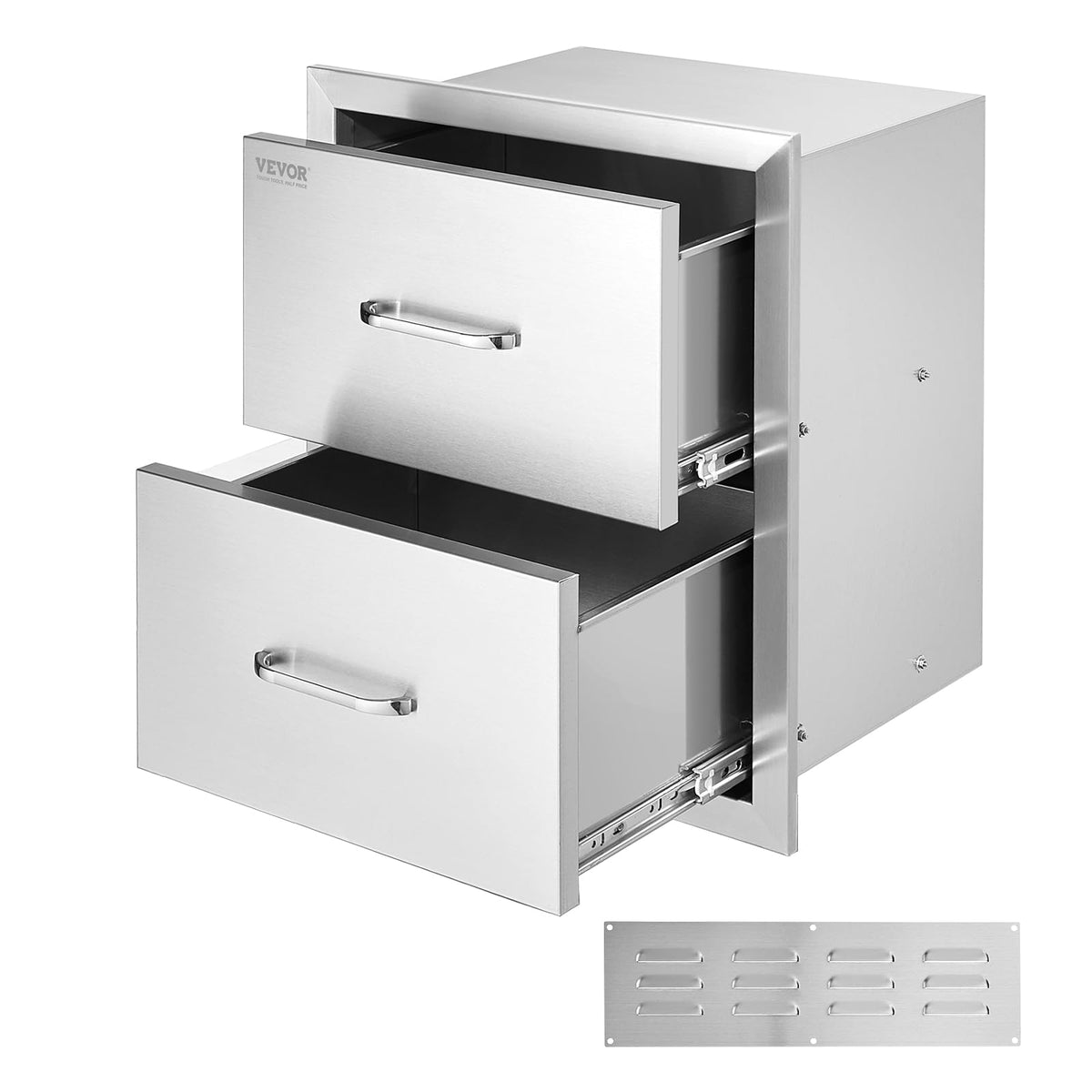 Mophorn Cajón de Acero Inoxidable para Cocina Exterior o Parrilla, Doble Acceso - Tipo de dibujo - 18W x 20.6H x 12.7D Inch