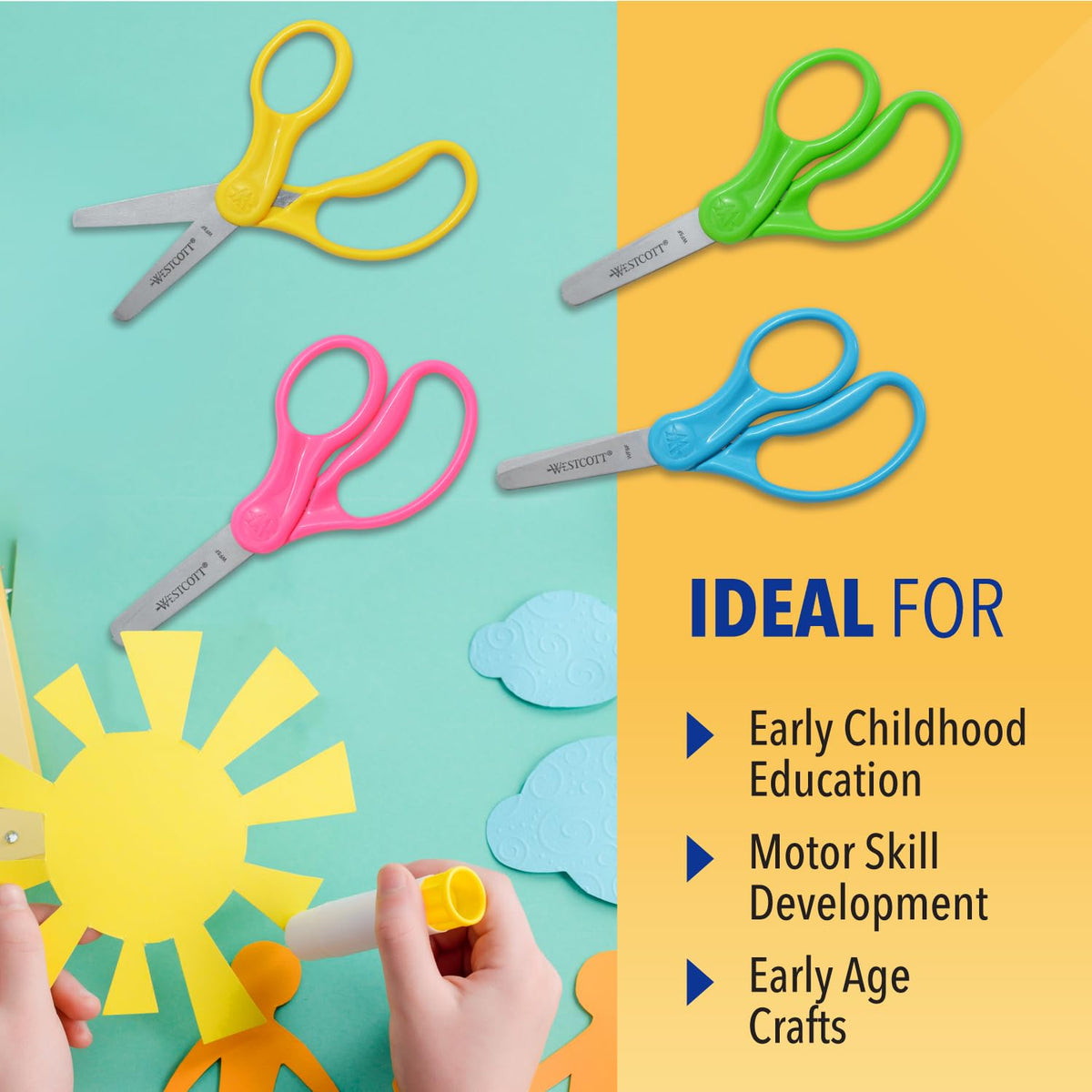 Westcott School - Tijeras para niños para zurdos y diestros, 12,7 cm (12,7 cm)