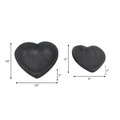 Sagebrook Home Decoración Irregular de Paulownia con Corazones de Madera para decoración de Interiores, 3 Pulgadas de Alto, Color Negro, 2 Juegos