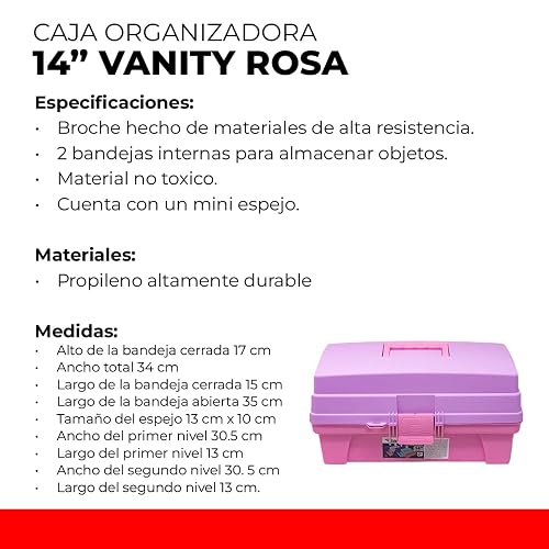 Santul 6239 Caja Vanity, 14 pulgadas, morada/rosa
