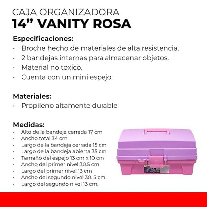 Santul 6239 Caja Vanity, 14 pulgadas, morada/rosa