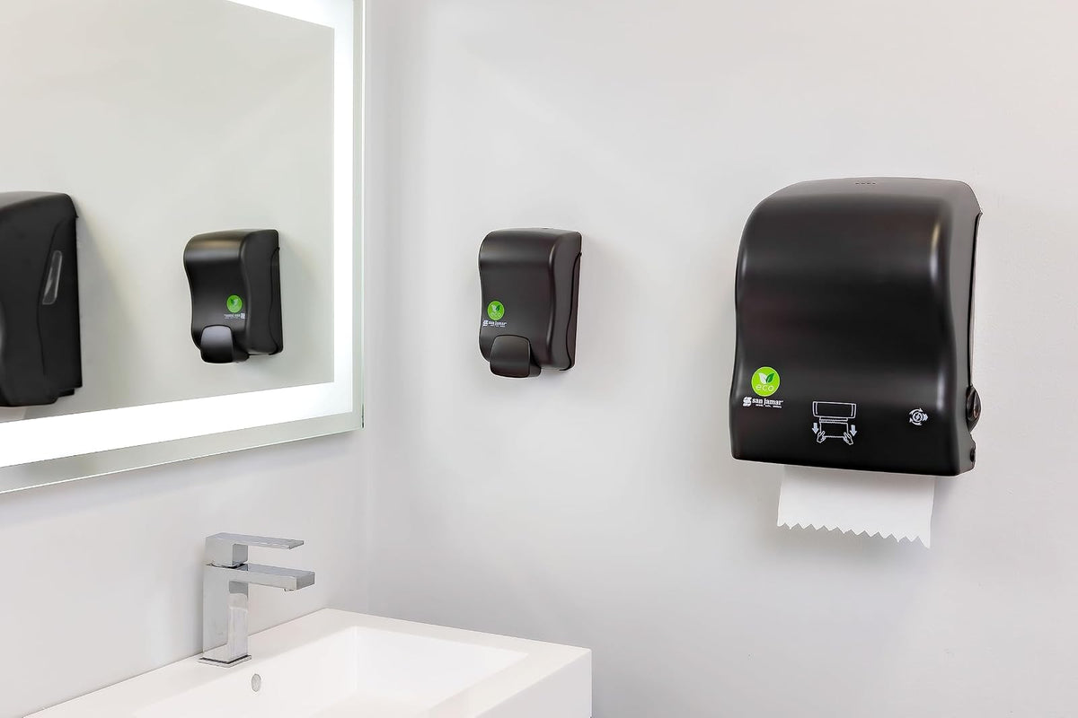 San Jamar Ecologic Simplicity Dispensador Manual de Toallas de Papel de plástico Reciclado, dispensador de Toallas de Corte automático, dispensador montado en la Pared con Cero residuos para el hogar
