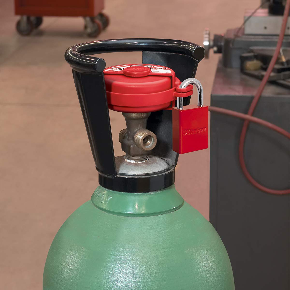Master Lock S3910 Lockout Tagout Bloqueo de válvula de gas presurizado, rojo