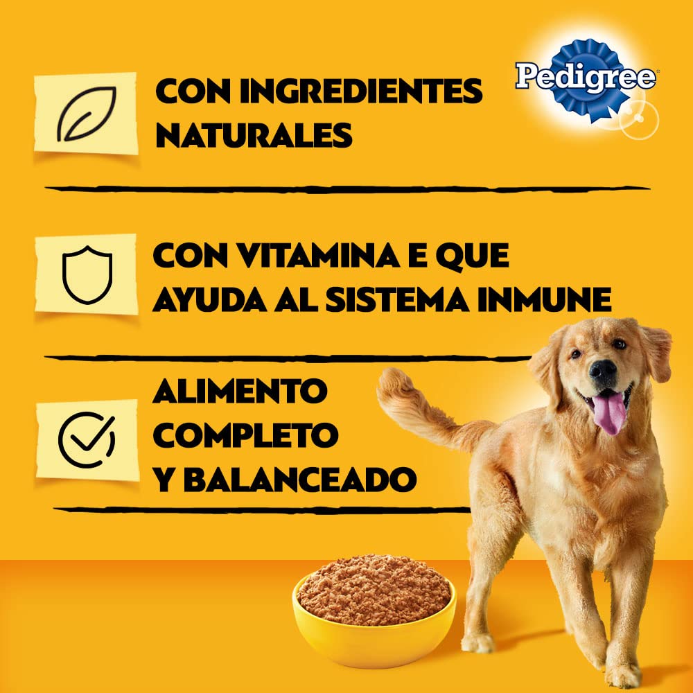 PEDIGREE Alimento para Perros Adultos, Sabor Pollo Carne Molida 375 Gr, Paquete De 24 Latas