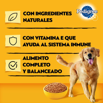 PEDIGREE Alimento para Perros Adultos, Sabor Pollo Carne Molida 375 Gr, Paquete De 24 Latas