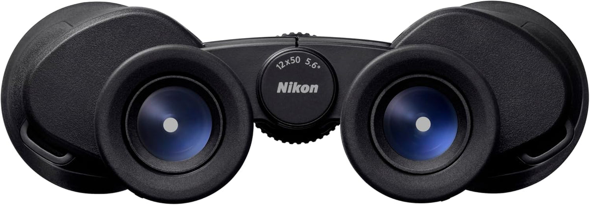 Nikon Action - Binocular de 12 x 50 | Óptica Revestimiento múltiple, Aumento de 12x de Alta Potencia, Lentes de Lente de 50 mm, Lentes Ajustables de Giro y Deslizamiento y diseño