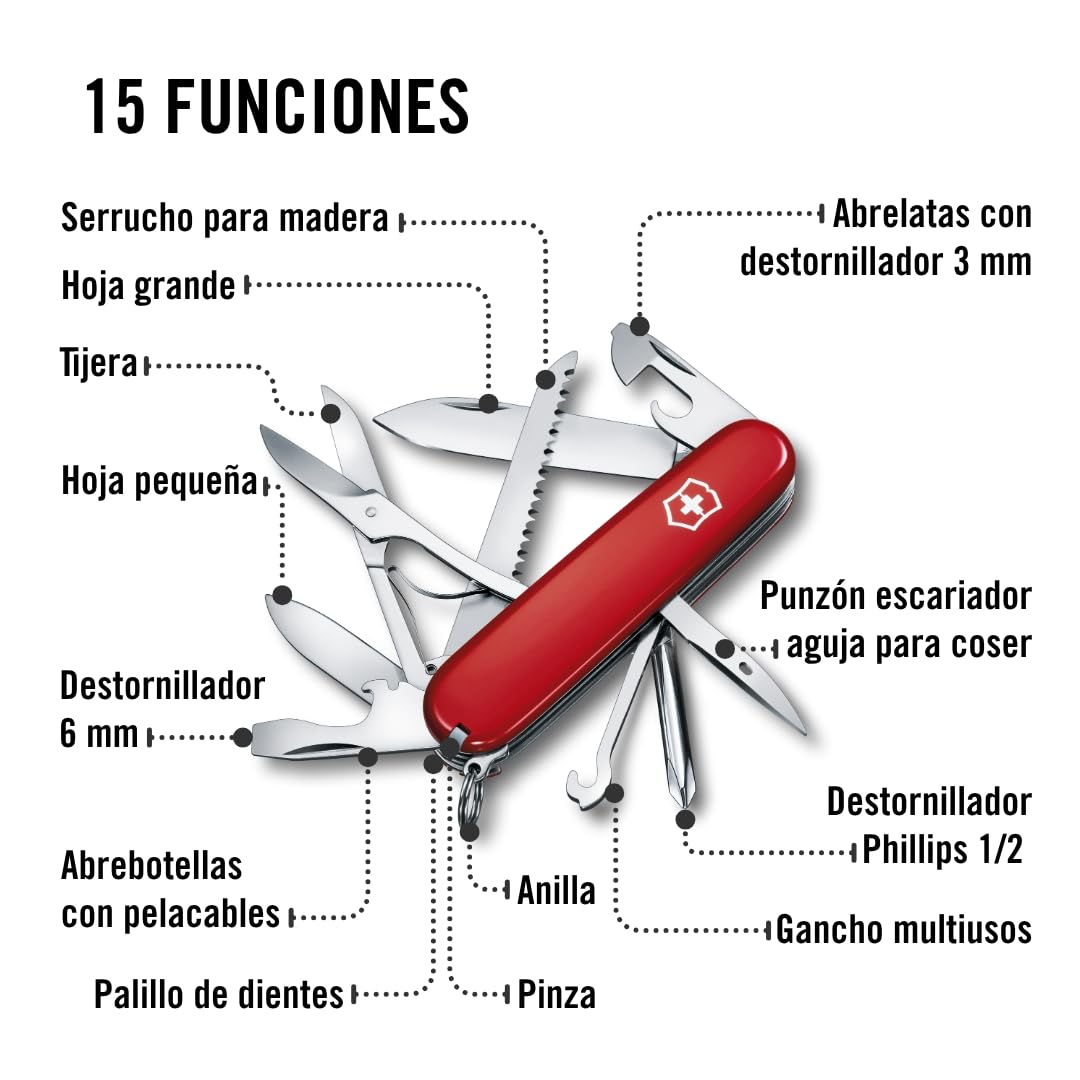 Victorinox Fieldmaster, color Rojo, 91 mm, 15 Usos